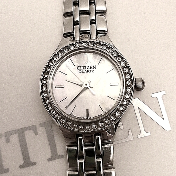 NWT CITIZEN WOMEN'S WATCH EJ6040-51D, W/ MOTHER OF PEARL W/ SWAROVSKI CRYSTALS - Picture 6 of 12